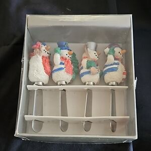 SNOWMAN Holiday Cheese Knives Spreader set of 4 knife